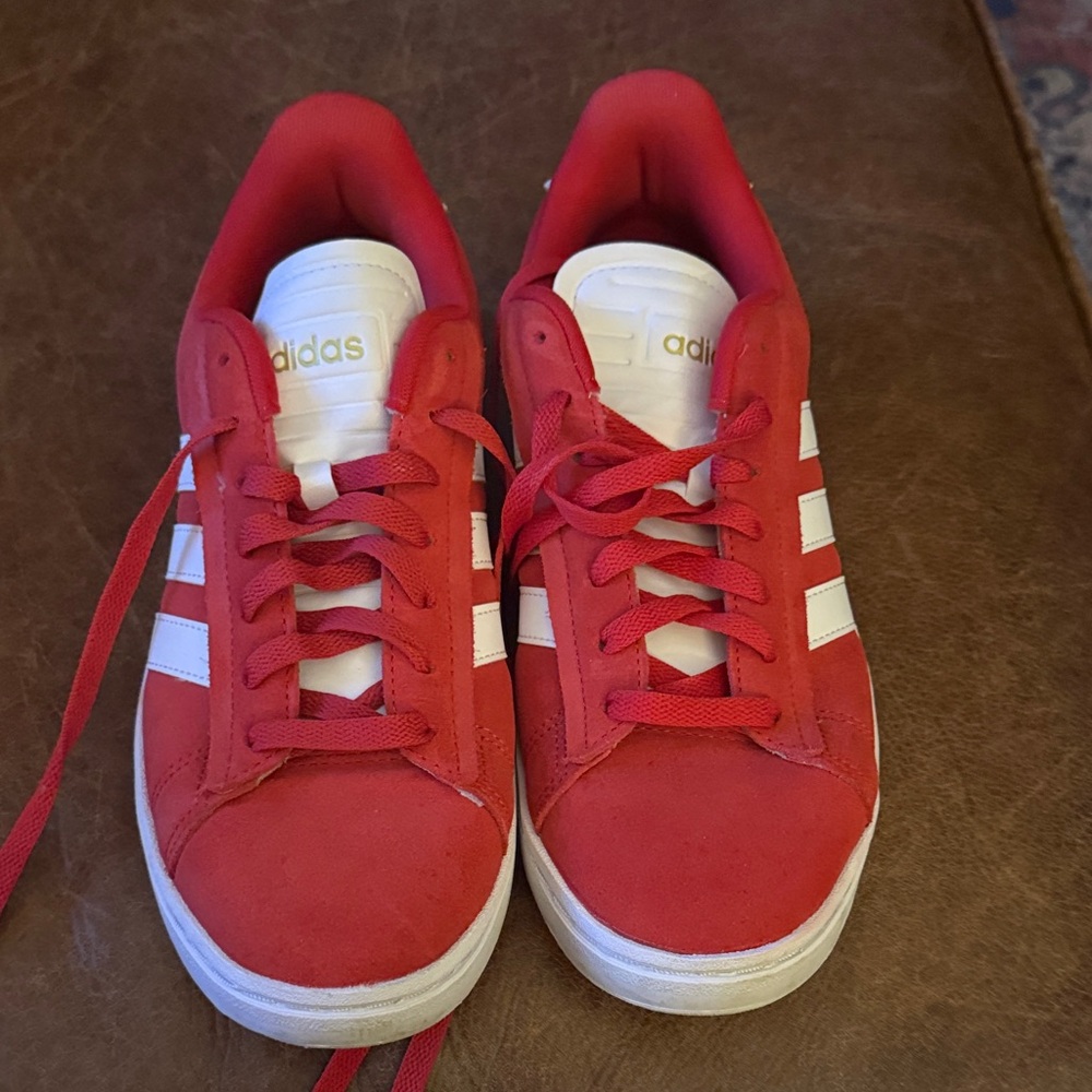 Adidas Red and White Sneakers